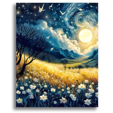 Imagem de Oiuyamn Pintura por número para adultos, kits de pintura a óleo DIY, tela fácil de pintar por números para iniciantes, perfeito para presentes e decoração de casa (40,6 cm x 50,8 cm)