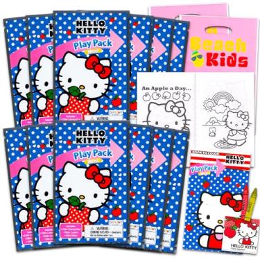 Imagem de Hello Kitty Conjunto De 12 Lembrancinhas Festa Mini - Pacote Com Kits Brinquedos, Livros Colorir, Adesivos E Sacolas Brindes (Hello Birthday Supplies Decorations)