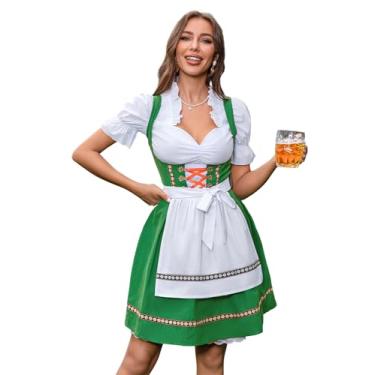 Imagem de Abaowedding Oktoberfest Roupas femininas 3 peças Dirndl Vestidos Oktoberfest Alemão Carnaval Bávaro Fantasia Cosplay Vestido (M, Verde)