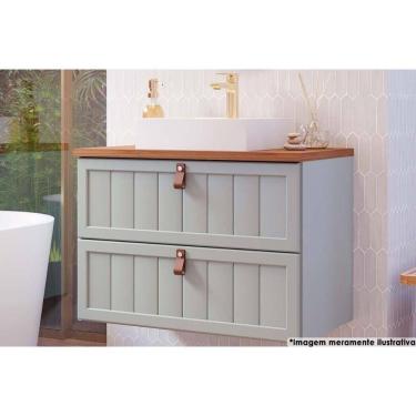 Imagem de Gabinete De Banheiro Suspenso Sense 1 Gaveta E 1 Porta Basculante C-cuba 80cm Pistache - Mgm