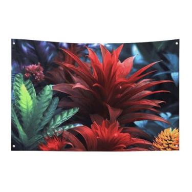 Imagem de Bandeira de plantas exóticas 119 x 178 cm sem desbotamento bandeira de boas-vindas bandeiras de jardim quintal casa bandeira decorativa jardim quintal banner interior exterior festa decoração de casa