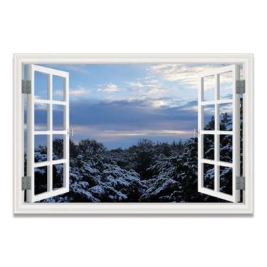 Imagem de Impressão em tela Return To NormalFaux Window Nature Scene – Arte de paisagem realista para decoração de parede de casa 20 x 30 cm