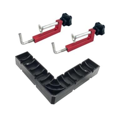 Imagem de IEUDNS Grampos de canto para esquadros de posicionamento de marcenaria, liga de alumínio, grampo de ângulo reto de 90 graus resistente para gavetas de, Vermelho