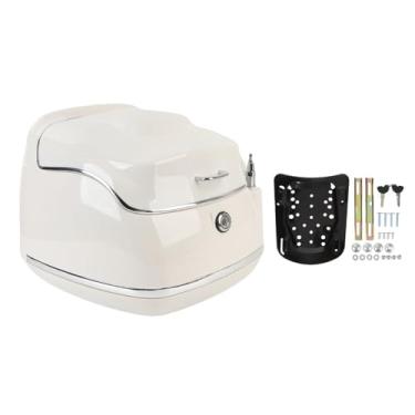 Imagem de aqxreight 38L MOTORCYCH Caixa TOPA PRESA DEPERAÇÃO Ajuste Universal Com Tecla Base Base Base Placa Motocicleta Motivo de Porta -malas Caixa de Porta de Armazenamento de Cauda para Luvas de (WHITE)