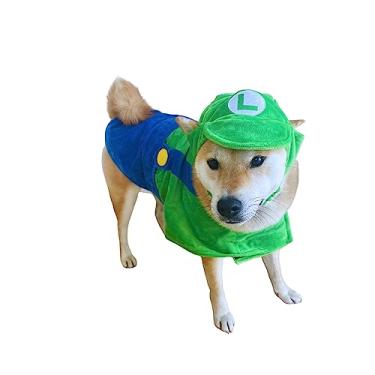 Imagem de ComfyCamper Chapéu e suspensórios fantasia de cachorro filhotes filhotes gato gatinho roupa para animais de estimação macacão super irmãos acessórios de Halloween, grande, verde