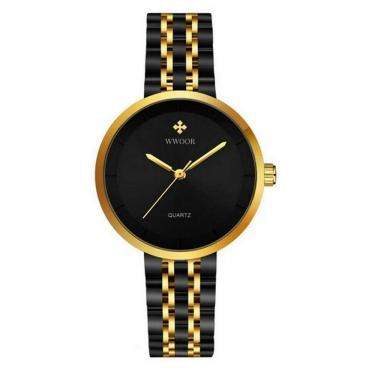 Imagem de Relógio Feminino De Quartzo Minimalista Pulseira De Aço Inoxidável A Prova D´agua Preto