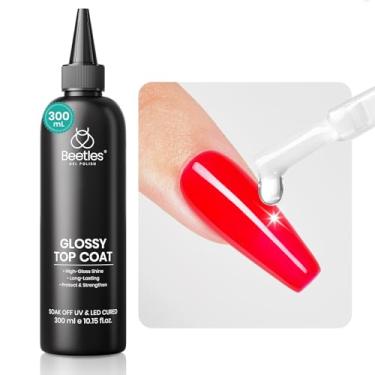 Imagem de beetles Gel Polish Top Coat Extra Brilhante A Granel 300Ml Sem Refil Em Gel, Esmalte De Alto Brilho Com Capacidade Super Grande, Materiais Arte Transparentes Para Tecnologia, Manicure Ou Amantes Sal