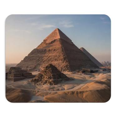 Imagem de Teegarb Letter Blanket Tapete de rato pirâmides do Egito no deserto Tapete de rato decorativo estilo histórico tapete de escritório paisagem antiga presente cultural inspirador fotografia épica