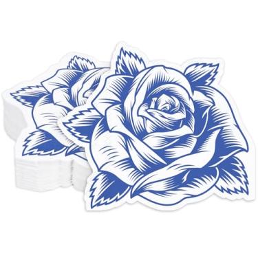 Imagem de JarThenaAMCS Guardanapos florais azuis em forma de flor aquarela guardanapos descartáveis papel almoço jantar guardanapo algo azul para noiva chuveiro casamento