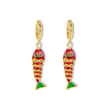 Imagem de Brincos de peixe dourado para mulheres, brincos de praia de verão, joias com tema oceano, brincos de sereia, férias de verão, bijuterias de fantasia, Aço inoxidável, Sem pedra preciosa