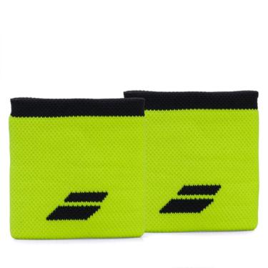 Imagem de Munhequeira Babolat Logo Curta com 02 Unidade Amarela e Cinza