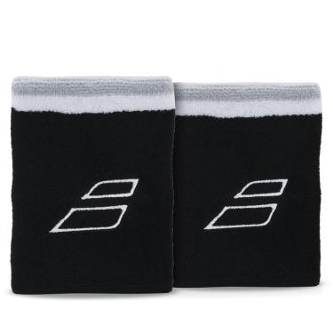 Imagem de Munhequeira Babolat Terry Jumbo longa com 2 Unidades Preta Cinza e Branca