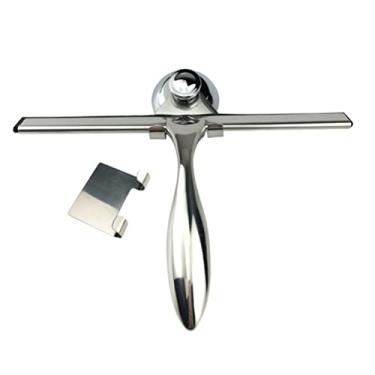 Imagem de Cabilock 3 peças de aço inoxidável rodo de chuveiro limpador de água de vidro para banheiro com ganchos para para armazenamento fácil, raspador para espelhos de vidro e azulejos