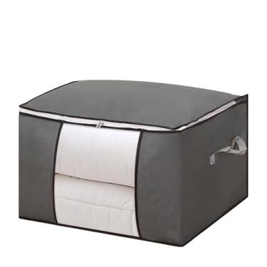 Imagem de Bolsa de armazenamento de roupas espessadas espessadas não tecidas à prova de poeira em grande capacidade, multifuncional zíperes de vestuário de roupas de armazenamento para (Cinza)
