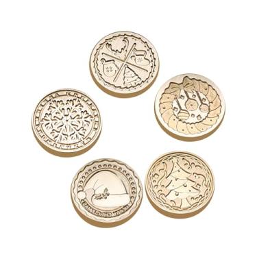 Imagem de Dynwave 5 pçs selos de vedação de natal cabeça de bronze retro artes artesanato portátil substituível selo selo para presente de natal cartão, floco de neve