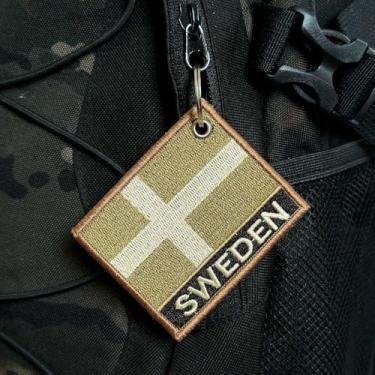 Imagem de BP0087N-003 Bandeira Suécia Patch Bordado 7,5×6,3cm (C- Chaveiro.)
