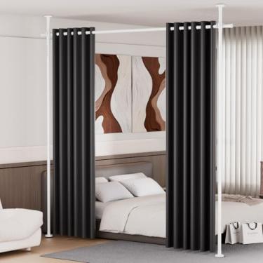 Imagem de Divisor de sala para separação de ambiente (71-177 cm L), varões de cortina sem perfuração para janelas, haste de tensão independente do painel divisor de sala, divisória de tela de privacidade para