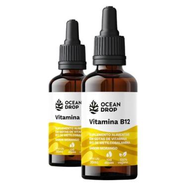 Imagem de Kit 2 Vitamina B12 Em Gotas Ocean Drop 30Ml Sabor Morango
