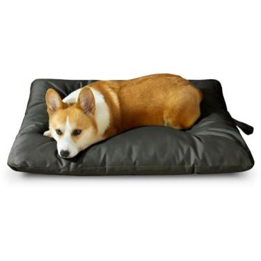 Imagem de VERABE Cama durável para cães de tamanho médio, almofada Oxford resistente com alças fáceis de transportar, tapete de dormir lavável para animais de estimação, 74 x 45 cm, preto