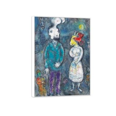 Imagem de BMZFYBS Quadro branco - pintura de parede famosa em tela - imagens para decoração de casa - pôster e impressões de casal de perfil duplo 80 x 115 cm 31 x 45 pol