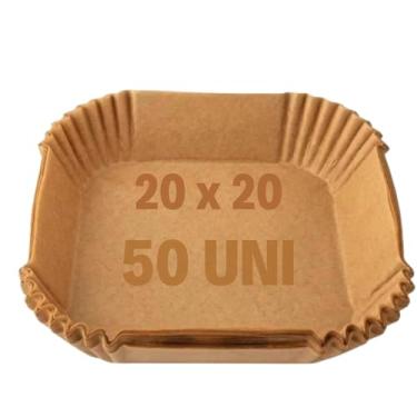 Imagem de Forma Descartável Quadrada Air fryer 20cmx20cm 50 Unidades