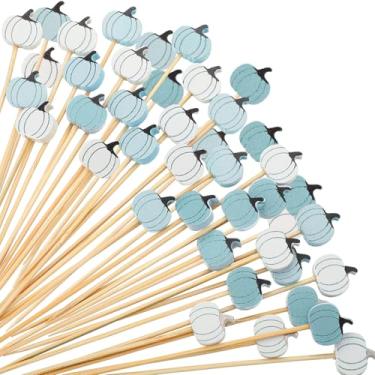 Imagem de WILLBOND 200 peças de palitos de coquetel de abóbora branca de Ação de Graças, 5,1 polegadas, espetos de bambu, bebidas de frutas, palitos de comida, palitos de dente para aperitivos de sanduíche