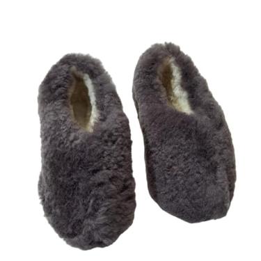 Imagem de Pantufa Pele Lã Ovino (Cordeiro) Natural (Cinza, BR, Adulto, Numérico, 45)