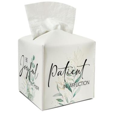 Imagem de Porta-lenços de couro de eucalipto com cinto inferior para mulheres, presente de inauguração de casa, capa de caixa de lenços aquarela, banheiro, carro, criado-mudo, vaidade, cozinha, decoração