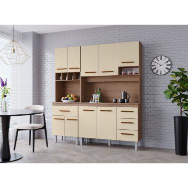Imagem de Cozinha Vitória 180m com Paneleiro - Savana/Off White Móblis