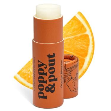 Imagem de Poppy & Pout Bálsamo labial jumbo Orange Bloom | Bálsamos labiais e hidratantes naturais | Hidrata com cera de abelha, vitamina E, óleo de coco orgânico | Sem crueldade | Protetor labial em tubo de