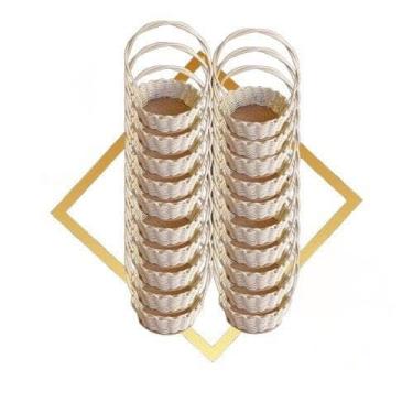 Imagem de Kit com 20 Cestinhas Redondas Decorativas com Acabamento em Fibra Sintética (BEGE)