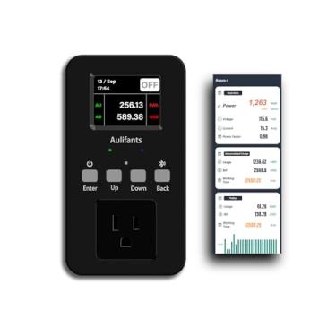 Imagem de Aulifants LP405 25A Heavy Duty Smart Plug Meter Sockets Monitor de Energia Industrial Trip-Rate Billing, Tela Colorida OVP/UVP/OLP, Relé Magnético Logging Offline WiFi Tuya/Vida Inteligente para CA