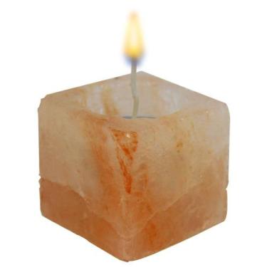 Imagem de Porta Vela de Sal Rosa do Himalaia Terapêutico Quadrado - Equilibrium