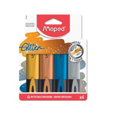 Imagem de Kit marca texto Maped metal glitter com 4 cores