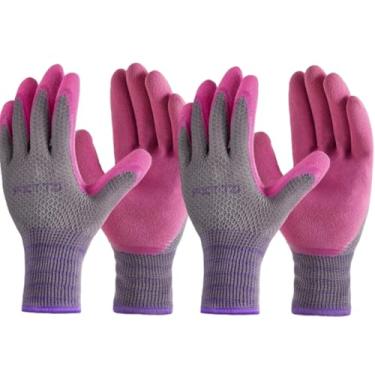 Imagem de FCTTD Luvas de jardinagem para mulheres, 3 pares de luvas de jardim com revestimento de borracha – para capina, escavação, ancinho, poda de luvas de trabalho respiráveis (pequenas/7)