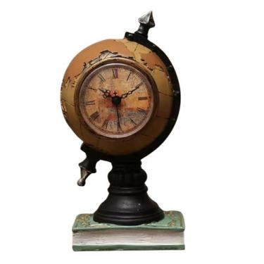 Imagem de Relógio de mesa Decorativo Retro Globo Terrestre - Home, Marrom