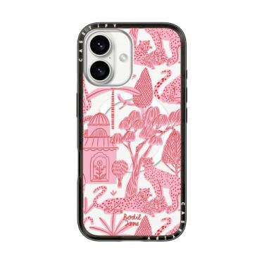 Imagem de CASETiFY Capa compacta para iPhone 16 [fina e elegante/compatível com Magsafe/1,2 m. 2X proteção contra quedas de grau militar] - Cheetah Paradise Pink - Preto transparente