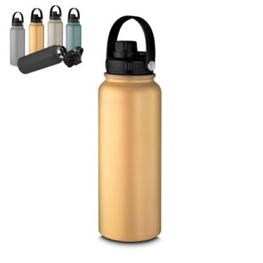 Imagem de Garrafa Térmica Parede Dupla 1,1L em Aço Inox com Alça – Mantém Bebidas Quentes ou Frias por até 16h – Tampa Rosqueável com Vedação de Silicone, LLAM Store (Laranja)