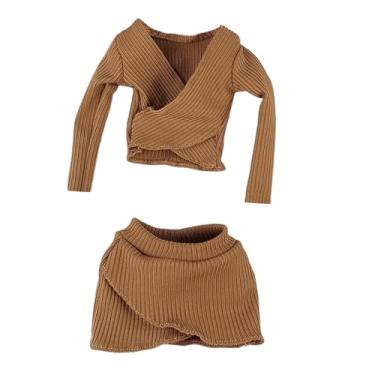 Imagem de EHJRE Top curto feminino em escala 1:6, roupas para bonecos de ação, saia curta para bonecos de ação de 12 polegadas, Marrom