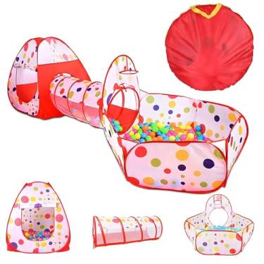 Imagem de Barraca Infantil Toca com Túnel e Piscina de Bolinhas 3 em 1 Brinquedo Tenda Criança Diversão Playground Interno e Externo Crianças Brincadeira Lúdica Crianças Menino Menina +3 Anos