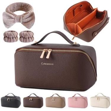 Imagem de Bolsa de maquiagem Cuteseason Travel Toiletry Couro PU impermeável