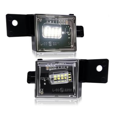 Imagem de D-Lumina Conjunto de luzes de placa de carro de LED compatível com caminhonete Chevy Silverado GMC Sierra 1500 2500HD 3500HD Colorado Canyon 2014-2023, luz de etiqueta traseira branca 6000K, pacote