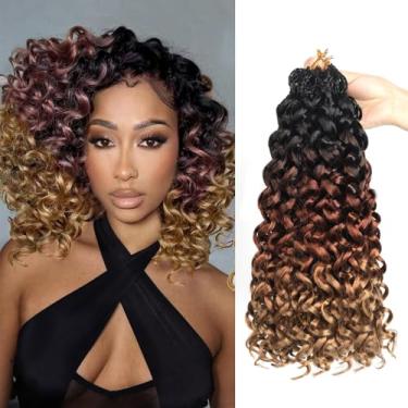 Imagem de Datanala GoGo Curl Cabelo de crochê 25,5 cm ondulado de água com 8 pacotes de extensões de cabelo sintético para mulheres (T1B/30/27, 25,4 cm/8 pacotes))