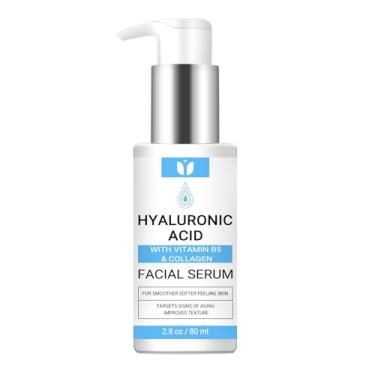 Imagem de Sérum de ácido hialurônico para rosto com colágeno e vitamina B5, hidratante, volumoso, antienvelhecimento para rugas e linhas finas, bloqueia a umidade, para todos os tipos de pele, soro facial de