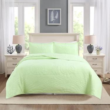 Imagem de Capa De Cama De Casal 240 X 260 Cm Colcha Acolchoada 100% Algodão Com 2 Fronhas, Manta De Cama Macia E Confortável, @10, 240x260cm