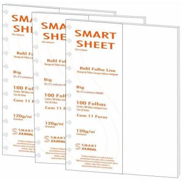 Imagem de Kit 3 Refil Caderno Inteligente 120G 100 Folhas Liso Grande