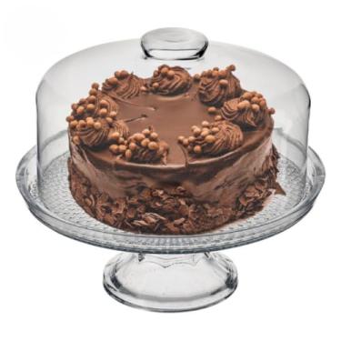 Imagem de Boleira de Vidro Com Tampa e Pé Prato Bolo Sobremesa(VIDRO COM PÉ)