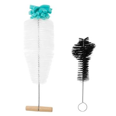 Imagem de DJAPWPX Conjunto de 2 escovas de limpeza de vidro, conjunto de escovas de limpeza profunda de garrafa com alça antiderrapante, ferramenta eficiente de limpeza de garrafas para jarra