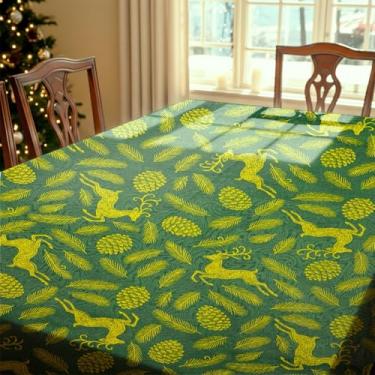 Imagem de Toalha De Mesa Posta Natalina Natal Grande Para Decoração Jacquard 8 Pessoas 2,80m (Verde)