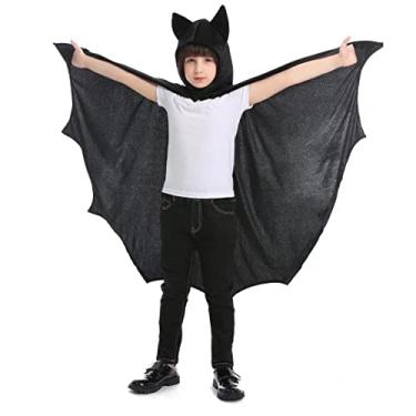 Imagem de Fantasia de Halloween Shulan Bat Superhero fantasia preta capa infantil cosplay unissex tamanho grande idade 6 a 9 anos de idade
